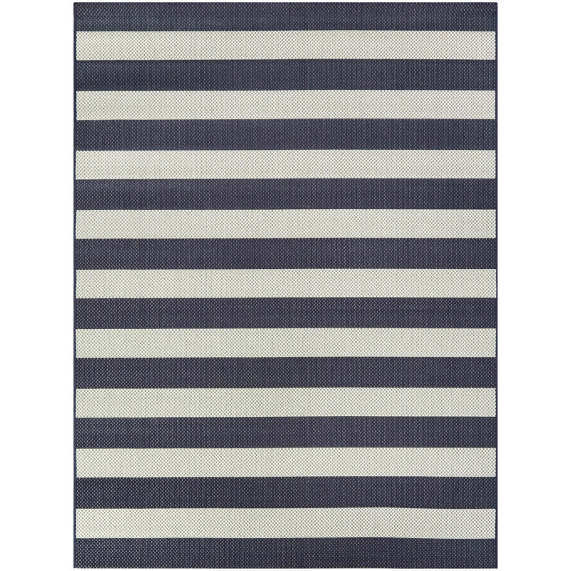 Breakwater Bay Mcrae Navy Blue Striped Indoor/Outdoor Rug & Reviews